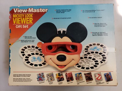 1989 Tyco View-Master 3-D Mickey Mouse Look Viewer Gift Set Disney