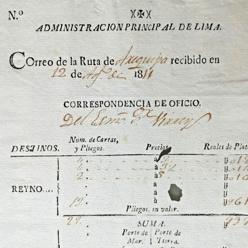 SPAIN colonial stampless cover 1811 document official mail for viceroy card - Image 2 of 4