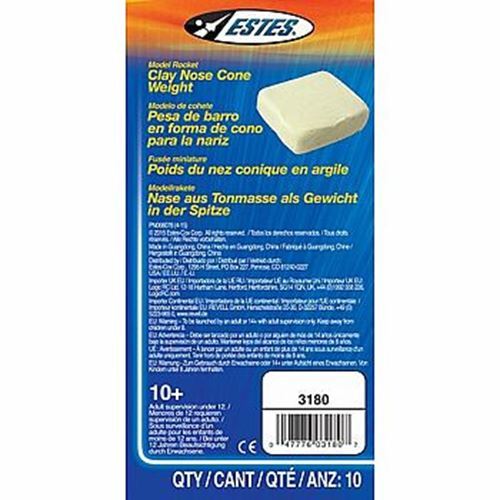 EST3180  Clay Nose Cone Weights/10pc