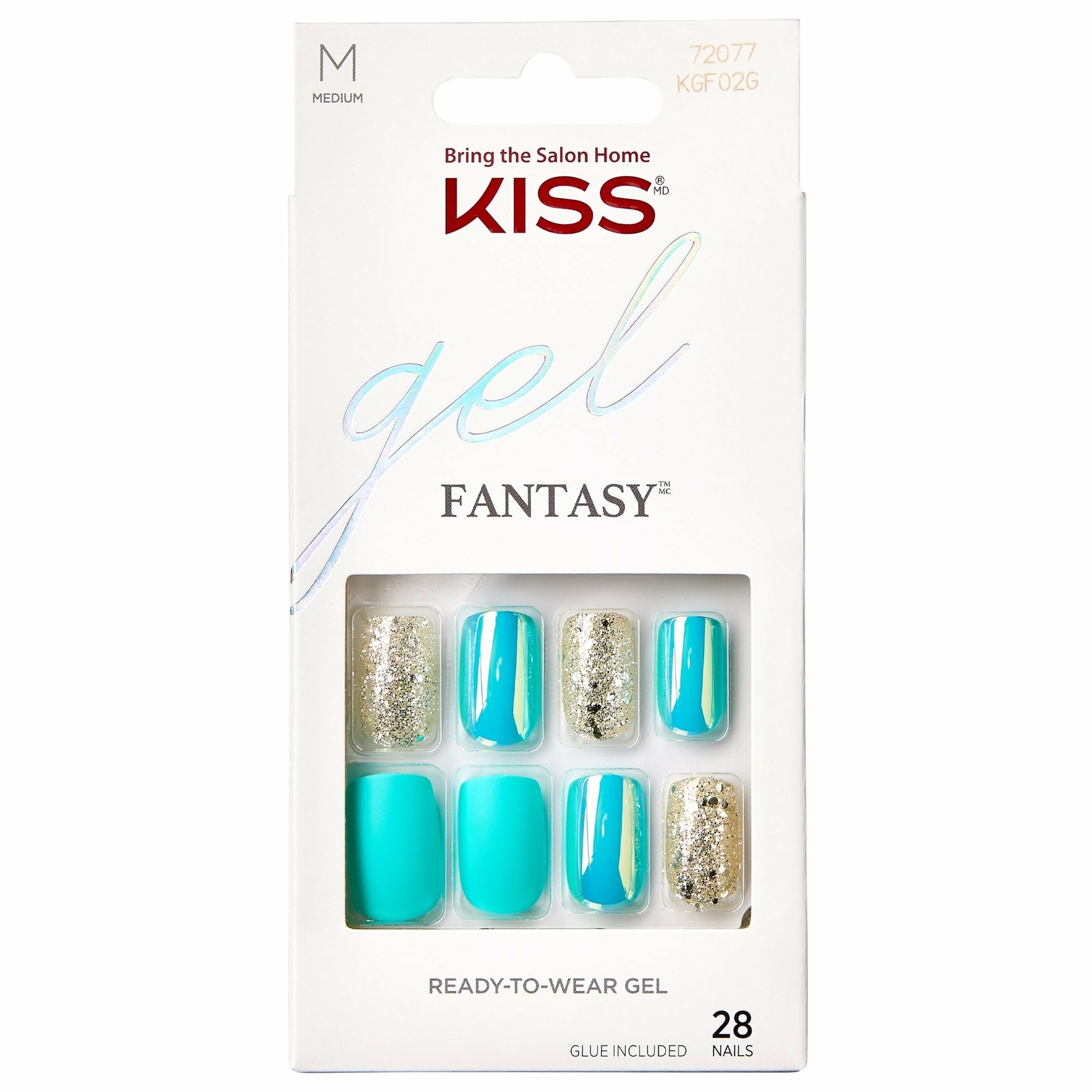 Kiss Inc Glam Fantasy False Nails - Trampoline (28 Nails & Adhesive 2g)