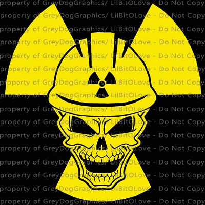 Nuke Skull Design B Vinyl Decal Sticker Nuclear Power Plant Radiation Symbol 
