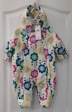 Mothercare Baby Girls 0-3 Month Ivory Floral Snowsuit Hooded All In One Pramsuit