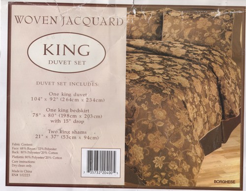 VTG NEW King Woven Jacquard Duvet Cover Set 4 PC Borghese Bed Bath & Beyond
