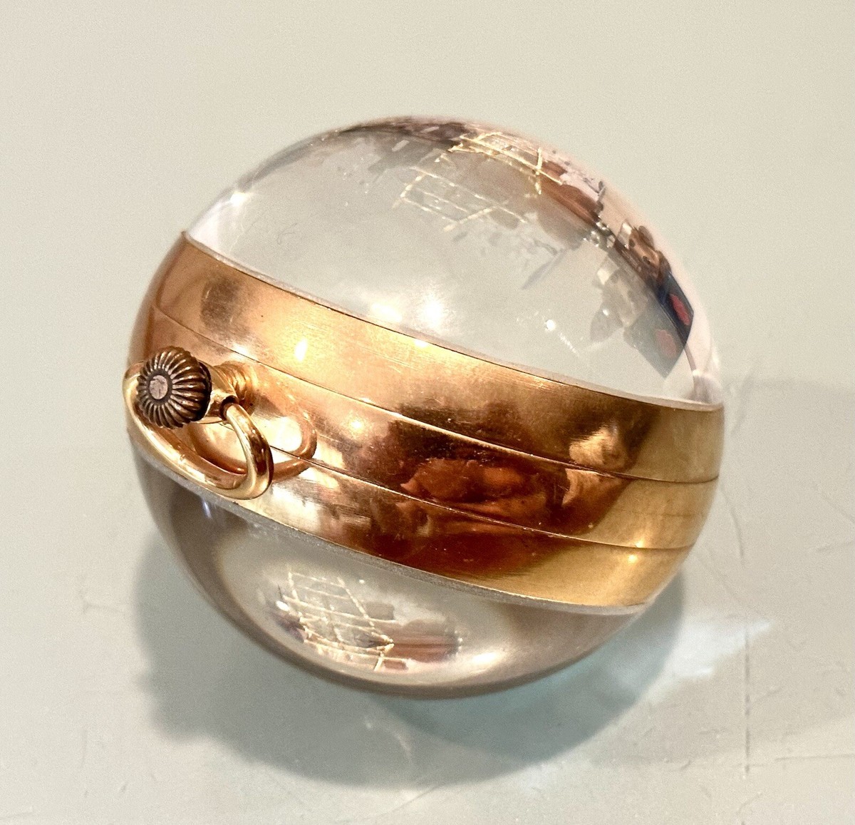 Vintage Antique Tellus Swiss Woman Dog Erotic Glass Paperweight