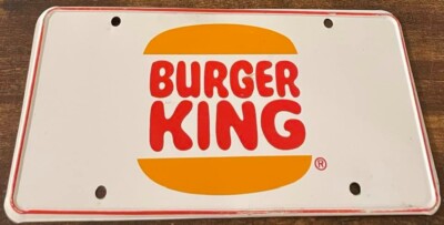 Vintage Burger King Booster License Plate Hamburger Restaurant