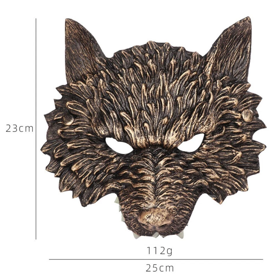 3D Realistic Wolf Head Mask Soft PU Foam Halloween Headgear  Halloween Cosplay - Image 3 of 4