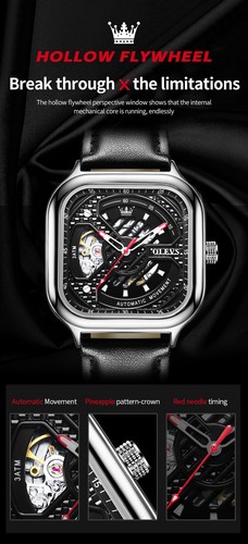 OLEVS Brand Men's Mechanical Watch Hollow Design Waterproof Wristwatches - Picture 10 of 11