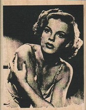 Lady In Reverse 2 3/4 x 3 1/2" Rubber Stamp, People Stamp, Woman Stamp