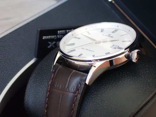 NEW Genuine EDOX Les Vauberts Date 70172 3A AR stainless steel 40mm white brown - Picture 8 of 24