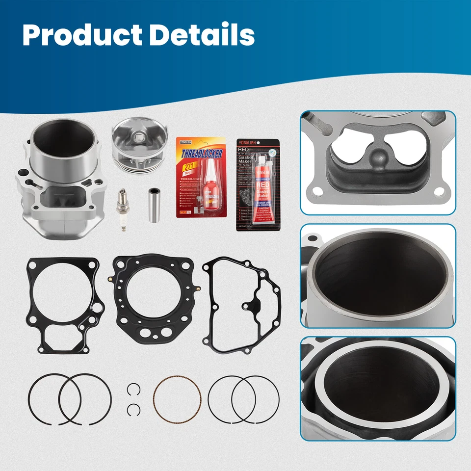 Cylinder Piston Gasket Top End Rebuild Kit Set for Honda Rancher TRX420 07-18 - Image 4 of 4
