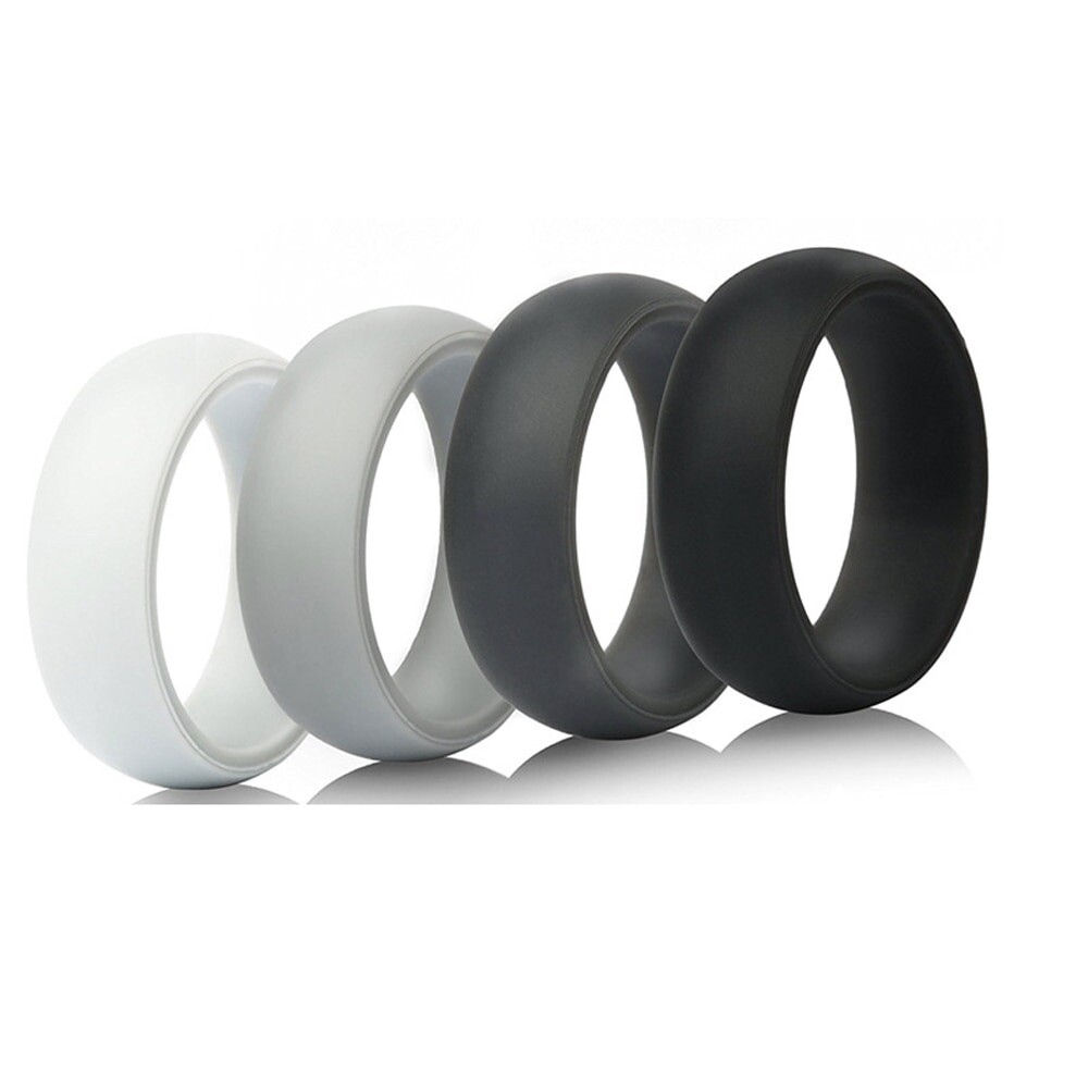 Silicone Wedding Ring Band Rubber Men Women Smooth Flexible