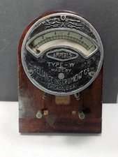 Antique Steampunk Industrial Reliance Instrument Type W Amperes Meter Chicago US