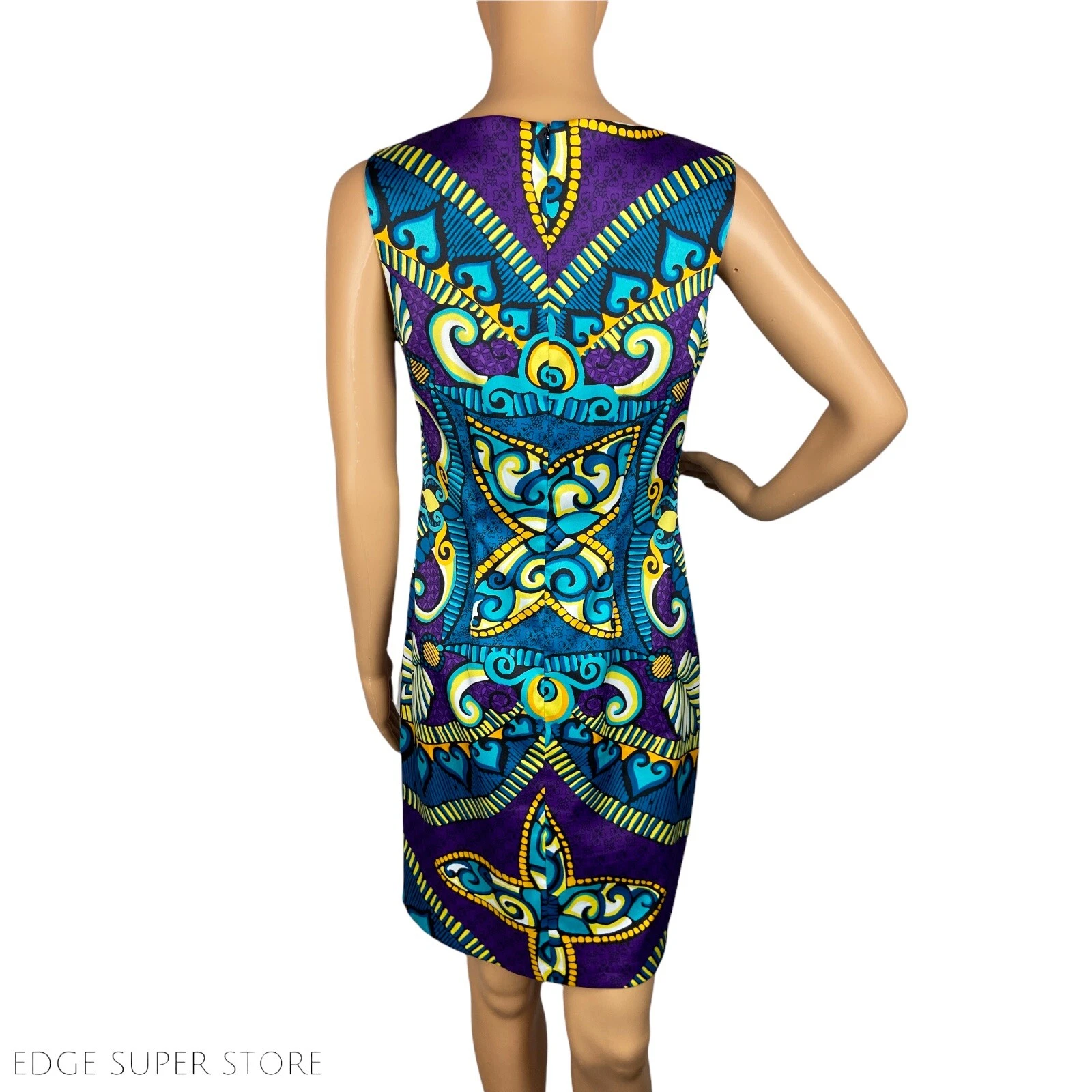 Abito Alyx Limited viola blu giallo paisley senza maniche floreale con zip taglia 4