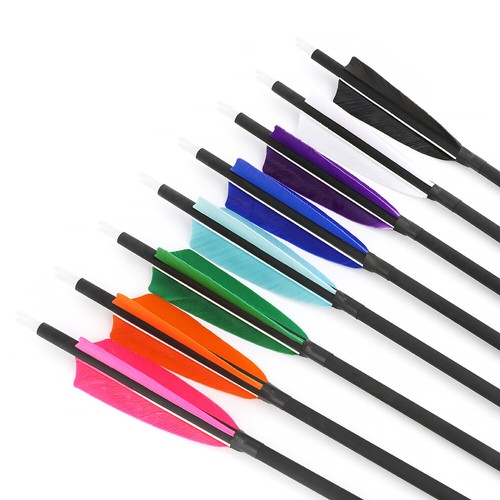 28" 30" 31" Carbon Arrows Archery SP500 4" Turkey Feather Broadhead Bow Hunting - Picture 12 of 22