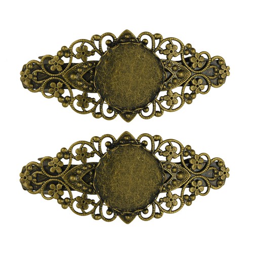 2pcs Antique Französisch Clip Haarspange Cabochon Blank Einstellung - Picture 10 of 10