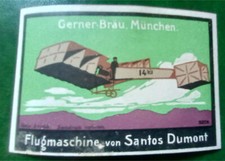 Flugmaschine Santos Dumont Werbemarke Gerner Bräu München