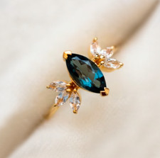 Teal Sapphire Ring-Silver Ring-Engagement Ring-Mother's Day Gift Ring For Her