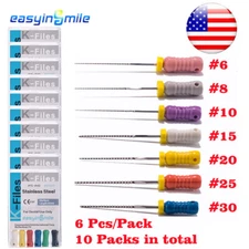 10Pk K Files Dental Endo K-FILES 25MM Stainless Steel Root Canal K File Hand use