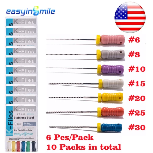 10Pk K Files Dental Endo K-FILES 25MM Stainless Steel Root Canal K File Hand use