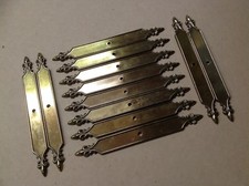 6 Pair Brass Piano Fallboard/Key Cover/Desk Knob Backing Plates 6 5/8"