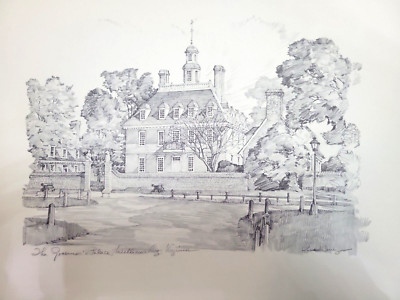 Vtg Lot Of 4 Williamsburg VA  Sketch Signed Charles H. Overly