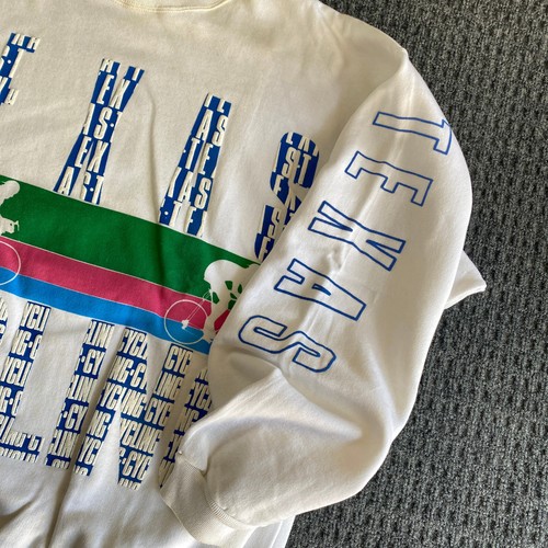 Vintage Texas Cycling Large Puff Print Crewneck Sweatshirt SUN White 80s 90s XL - Picture 2 of 10