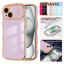 For iPhone 17 Air 16 15 14 13Pro Max Shockproof Soft Wave Frame Curly Shape Case