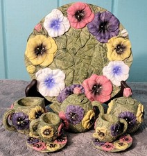 10 Piece Multicolor Pansies miniature tea set-   By Young's International