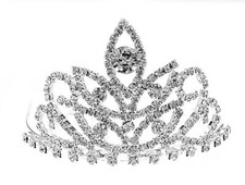 Small Tiara w/ Comb - Clear Crystal Stones - TA-60580CR-S