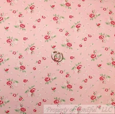 BonEful Fabric FQ Cotton Quilt Pink Girl Green Leaf Rose Flower Shabby Chic BOHO