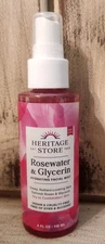 HERITAGE STORE Rosewater & Glycerin Hydrating Facial Mist 4 fl oz ~ BRAND NEW