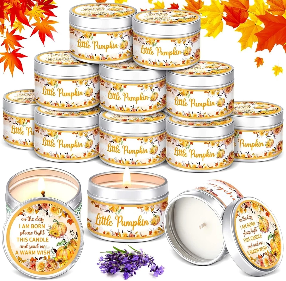 24套薰衣草香味南瓜派对蜡烛-适合双性别揭示 — 第 3/4 张图片