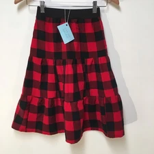 Skirt Flannel Girls 5/6 Maxi Red Buffalo Plaid Ruffle Tiered Mom and Pop's Kids