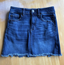 American Eagle Women  s Blue Denim Mini Skirt Stretch Pockets Button, Size 4