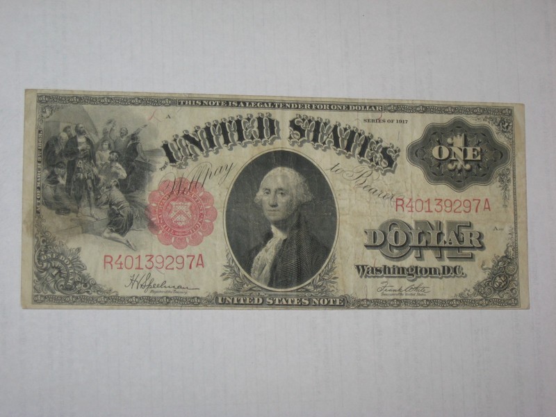 $1.00 ONE DOLLAR LARGE BILL / NOTE 1917 SAWHORSE USA CURRENCY MONEY ~LOW START!