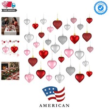 30 Pieces Valentine's Day Heart Ornaments, Heart Shaped Decorations Tree Hang...