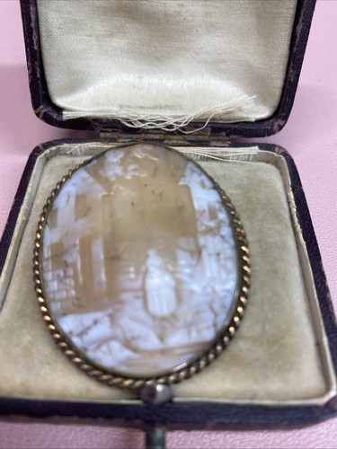 Vintage Landscape Scene Shell Cameo Brooch - Bild 2 von 4
