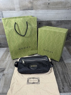 Gucci “Off The Grid” GG Logo Black/ Gold Nylon Belt Bag (631341