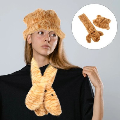 Fuzzy Bucket Hat Men Furry Hats for Women Cheetah Print Accessories Bear Ears