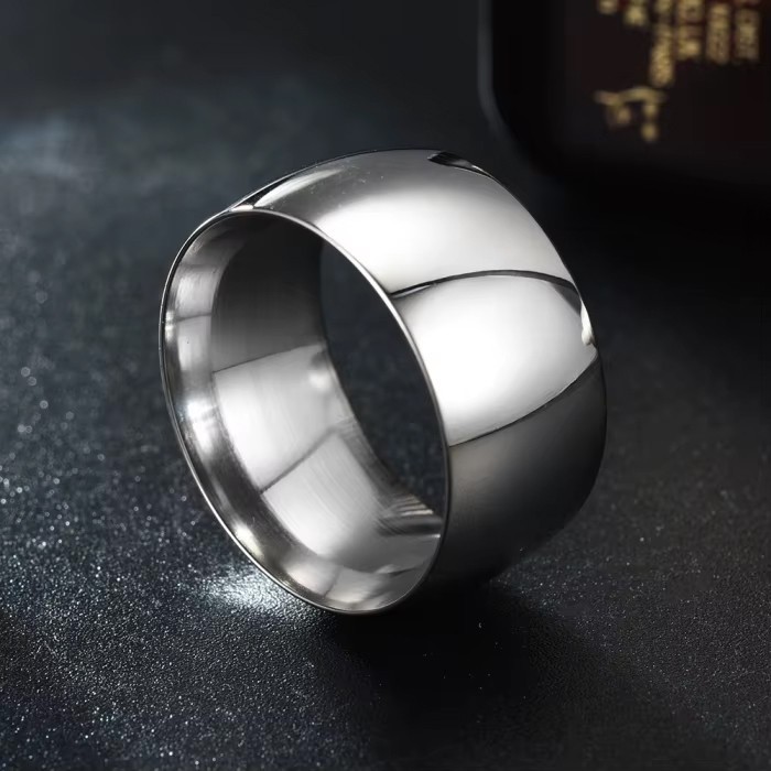 edler Band Ring 12mm breit Biker Herren Damen Unisex Edelstahl Daumenring cool
