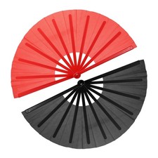 Large Folding Fans for Line Dancing,2Pcs 12.6" Red Black/Black