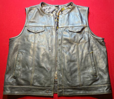 First Manufacturing Co Leather Concealed Carry Vest NY Handmade Motorcycle 3XL
