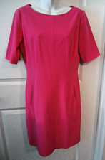 Pink Tahari Princess Line SS Round Neck Pockets Lined Zip Sheath Dress-Size 6