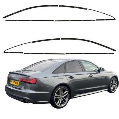 Glossy Black Chrome Delete Window Trims For Audi A6 C7 2012-2018 Sedan