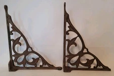 2 Antique Salvage Cast Metal L Shaped Brackets/ Braces For Shelves Piece Broken 