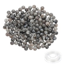 4mm Natural Stone Beads, 200Pcs Round Natural Gemstone, Pale Grey Black