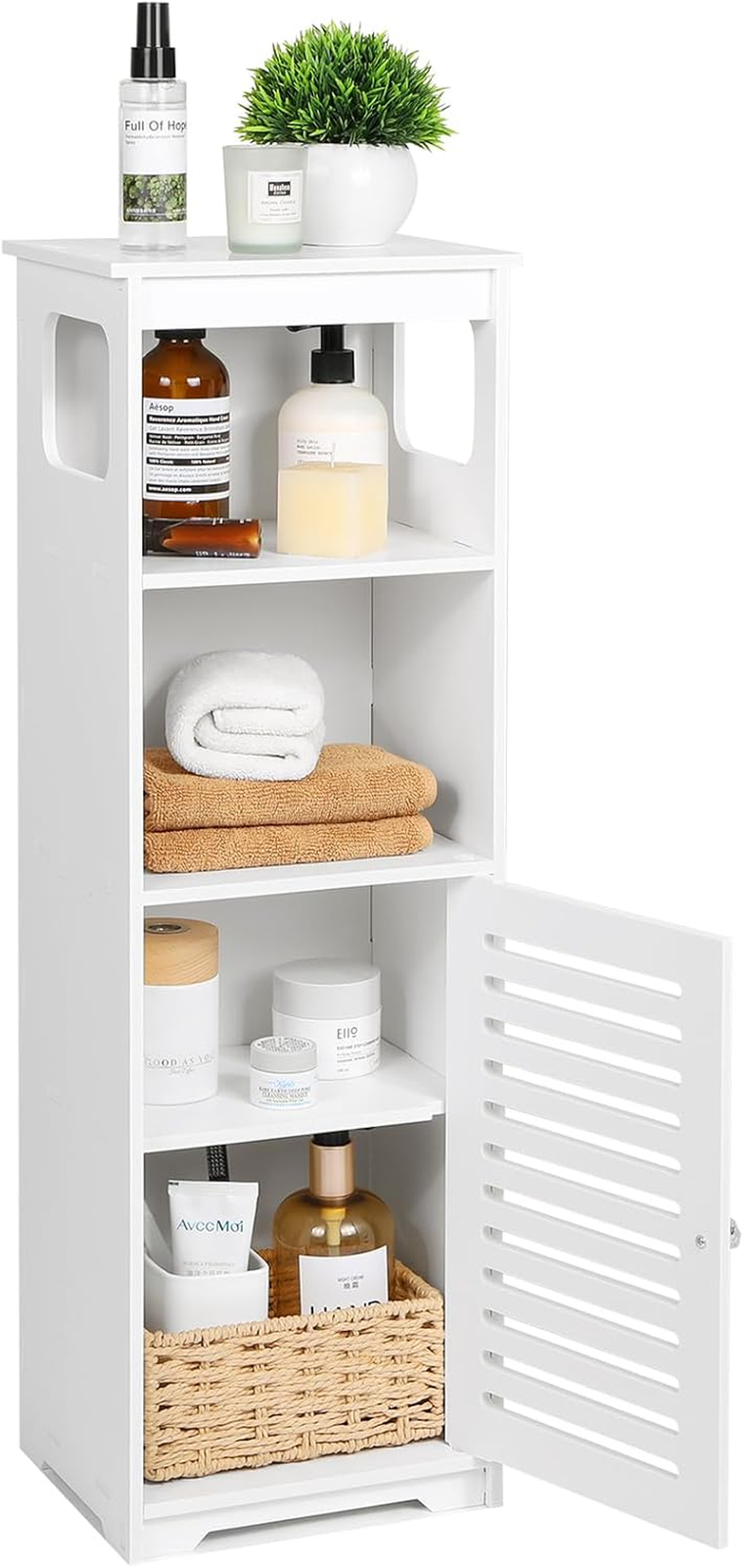 White Waterproof Floor Standing Storage Cabinet for Bathroom & Home