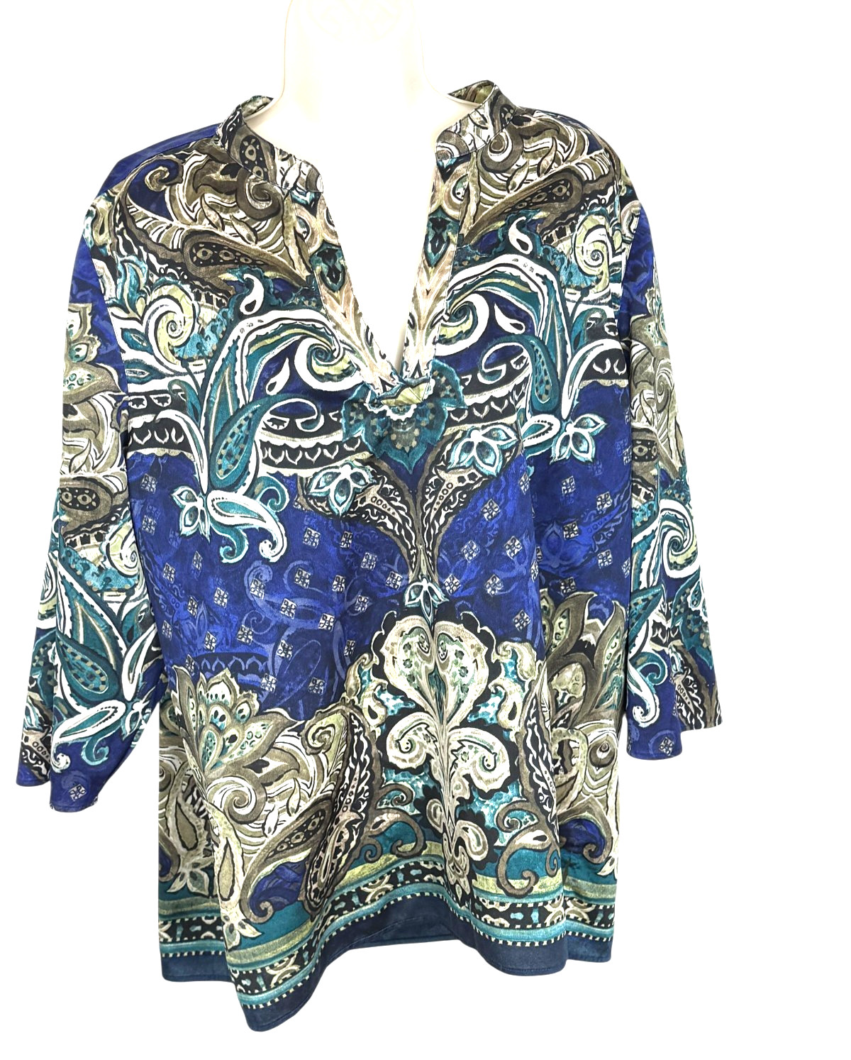 Chicos top tunic size 3 multicolor paisley size 3 popover v neck artsy Boho