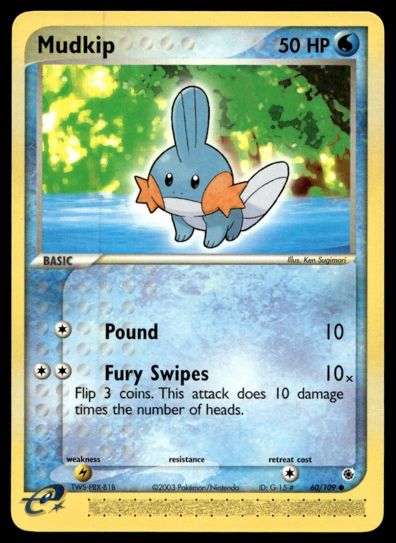 EX-NM Ruby and Sapphire Mudkip Common 60/109 2003 Pokemon TCG