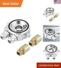 M20 x 1.5 Universal Aluminum Alloy Oil Filter Cooler Sandwich Plate Oil Coole...